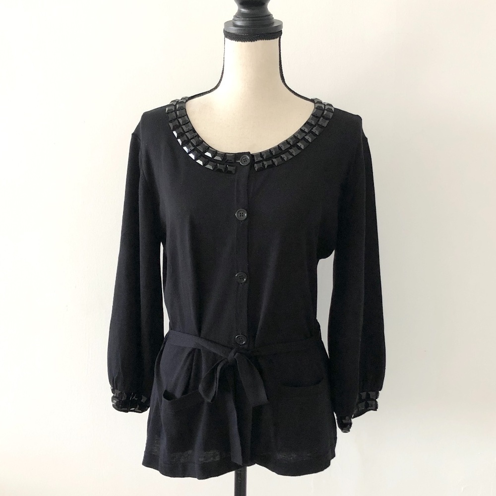 Burberry London Cotton Silk Black Cardigan 10